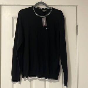 NWT Michael Kors Black Cotton Crewneck MK Logo Sweater - M